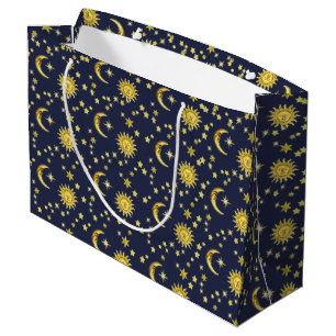 Grand Sac Cadeau Soleil, lune et étoiles