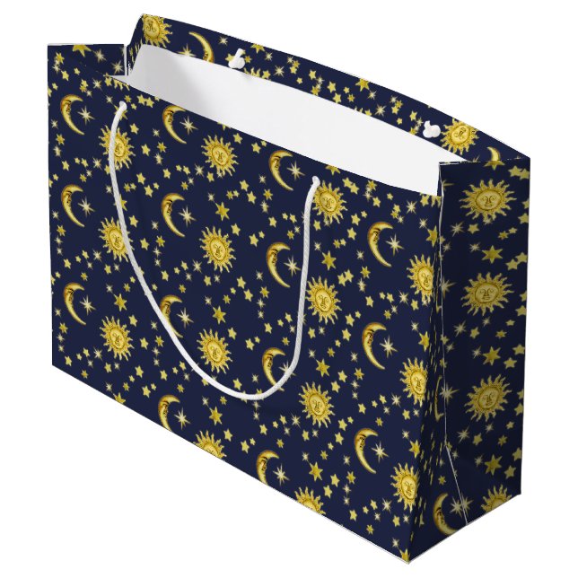 Grand Sac Cadeau Soleil, lune et étoiles (Dos Angle)