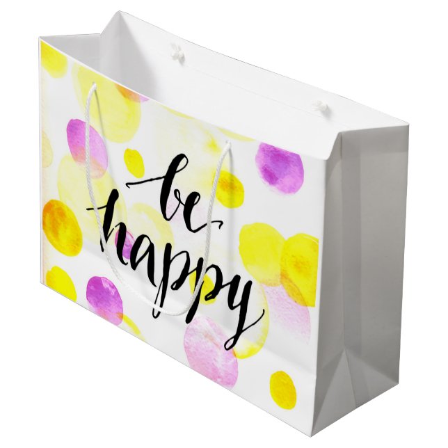 Grand Sac Cadeau Soyez heureux (Devant Angle)