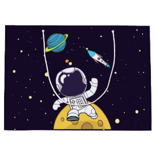 Grand Sac Cadeau Spaceman Explorant L'Espace