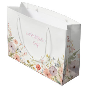 Grand Sac Cadeau Spectacle TV AMIS Anniversaire Aquarelle blanc flo