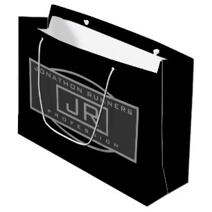 Grand Sac Cadeau Sport Géométrique Hommes Gris Foncé & Noir