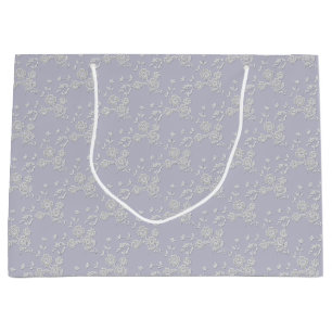 Grand Sac Cadeau Spray Floral Style 1, CADEAU EN PURPLE BLANC L