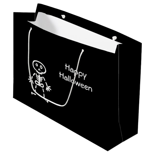 Grand Sac Cadeau Squelette mignon (Devant Angle)