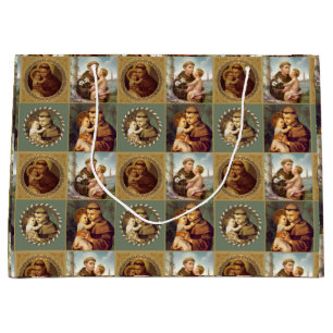 Grand Sac Cadeau St Anthony de Padoue avec le bébé Jésus