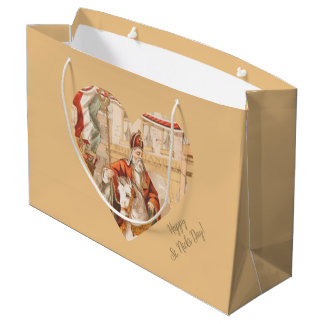 Grand Sac Cadeau St. Nicholas Hearts Sinterklaas St. Nick's Day Lar