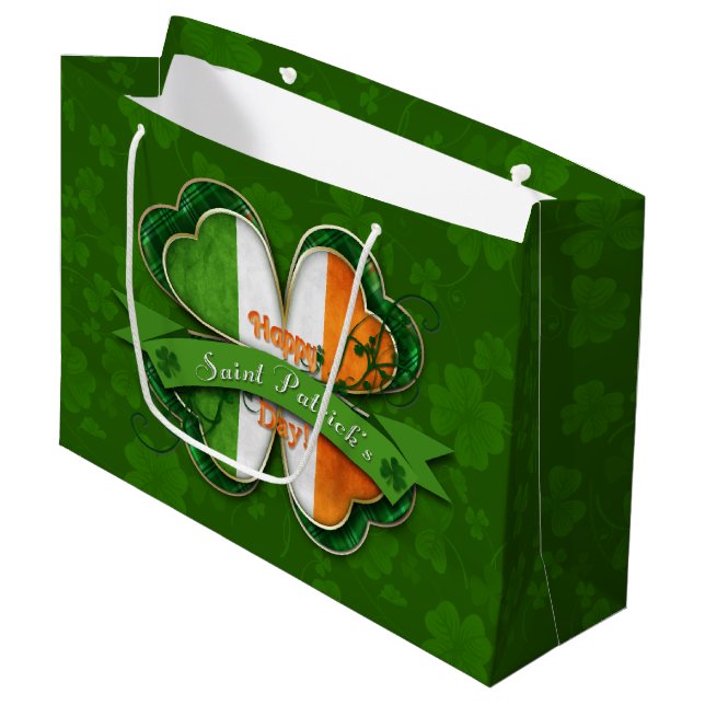 Grand Sac Cadeau St. Patrick's Day - Bonne St. Patrick's Day (Devant Angle)