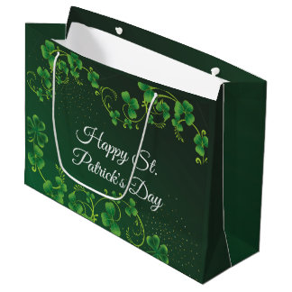 Grand Sac Cadeau St. Patrick's Day Green Vine Shamrock Irish Party