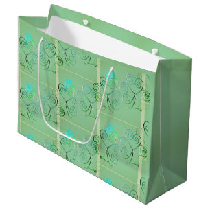 Grand Sac Cadeau St Patrick's Day Shamrock Misty Green Grand Cadeau