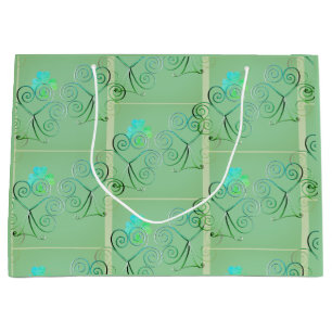 Grand Sac Cadeau St Patrick's Day Shamrock Misty Green Grand Cadeau