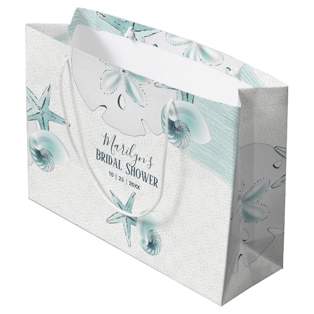 Grand Sac Cadeau Starfish Shells Moderne Elegant Beach Wedding Part (Dos Angle)