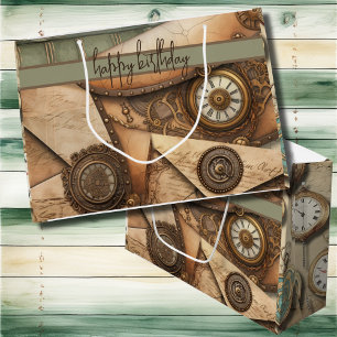 Grand Sac Cadeau Steampunk Horloge Engins Livres Victorien