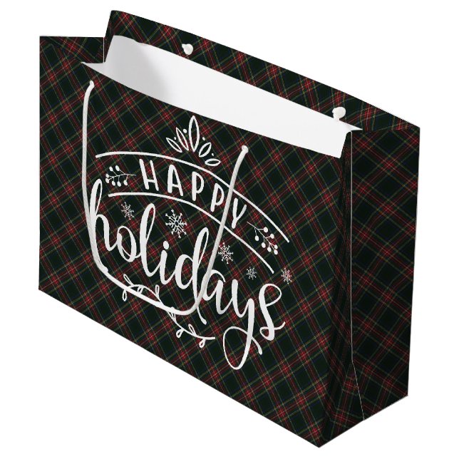 Grand Sac Cadeau Stewart Black Modern  Scottish Tartan Christmas (Devant Angle)