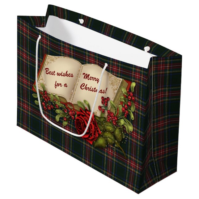 Grand Sac Cadeau Stewart Black Original Tartan écossais (Devant Angle)
