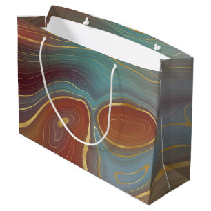 Grand Sac Cadeau Strata automne   Terra Cotta Turquoise et Gold Aga