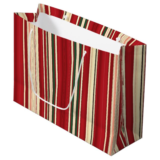 Grand Sac Cadeau Stripes de Noël-22 CADEAUX L (Devant Angle)