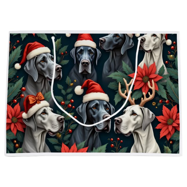 Grand Sac Cadeau Stunning Great Dane Christmas  (Devant)
