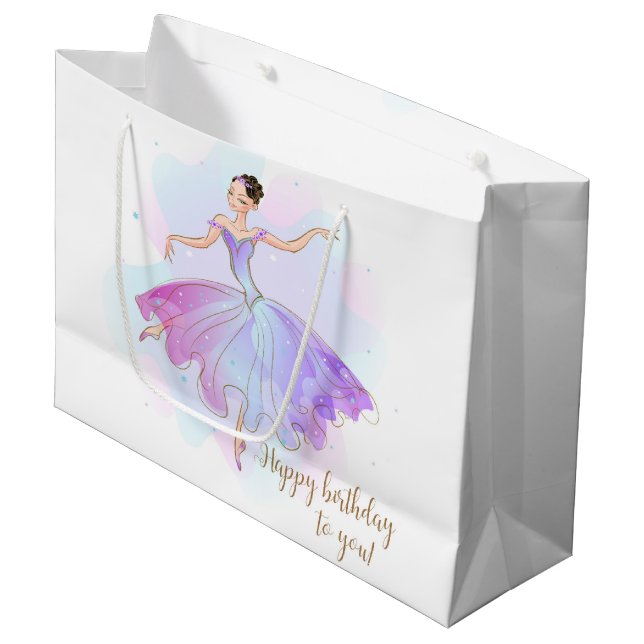 Grand Sac Cadeau Style Ballerina Anniversaire Voeux | Anniversaire (Devant Angle)