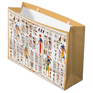 Grand Sac Cadeau Style mariage Or égyptien Hiéroglyphes divinités