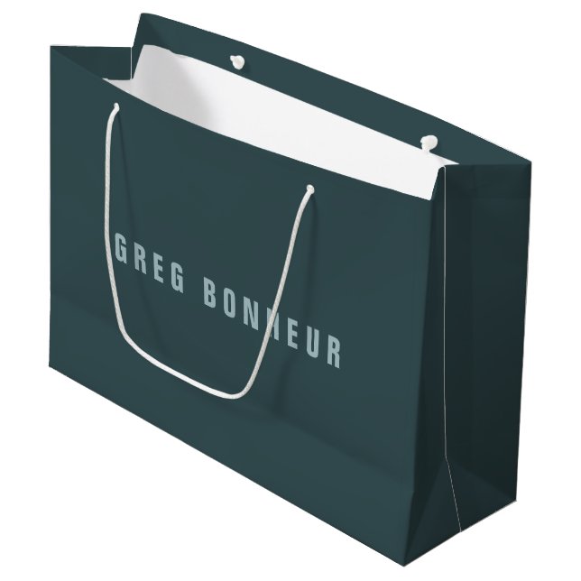 Grand Sac Cadeau Style moderne Nom de recherche | gris bleu (Devant Angle)
