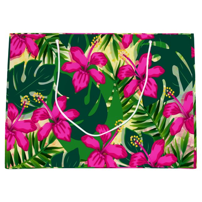 Grand Sac Cadeau Style tropical hawaïen (Devant)