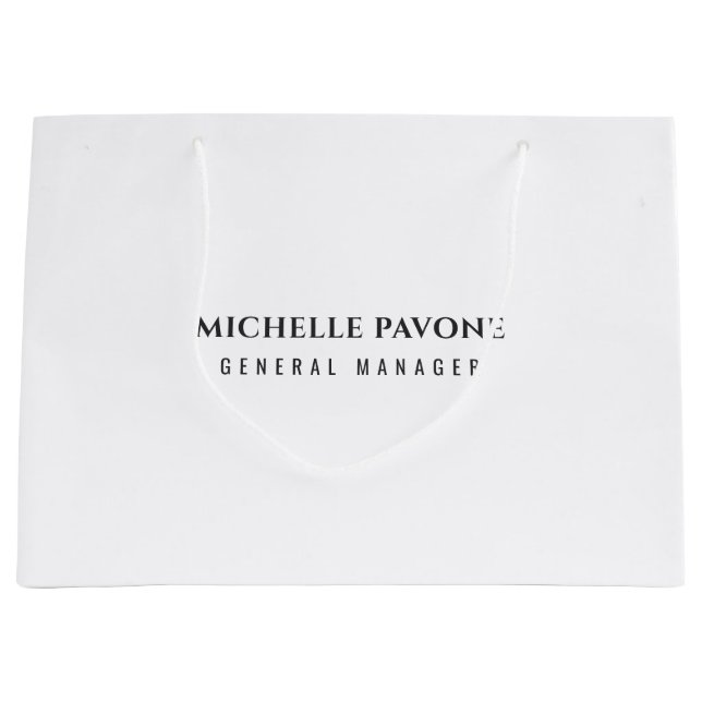Grand Sac Cadeau Stylish Black & White Simple Plain Professional (Devant)