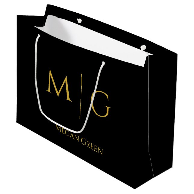 Grand Sac Cadeau Stylish Monogram With Name Personalized (Devant Angle)