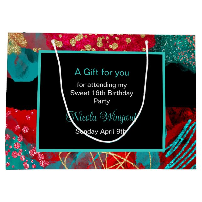 Grand Sac Cadeau Sucre à l'encre d'alcool rouge 16 (Dos)