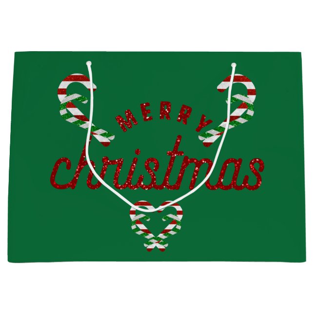 Grand Sac Cadeau Sucres de canne parties scintillant (Devant)