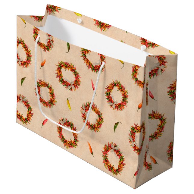 Grand Sac Cadeau Sud-Ouest du Chili Ristra Wreaths partout sur Moti (Devant Angle)