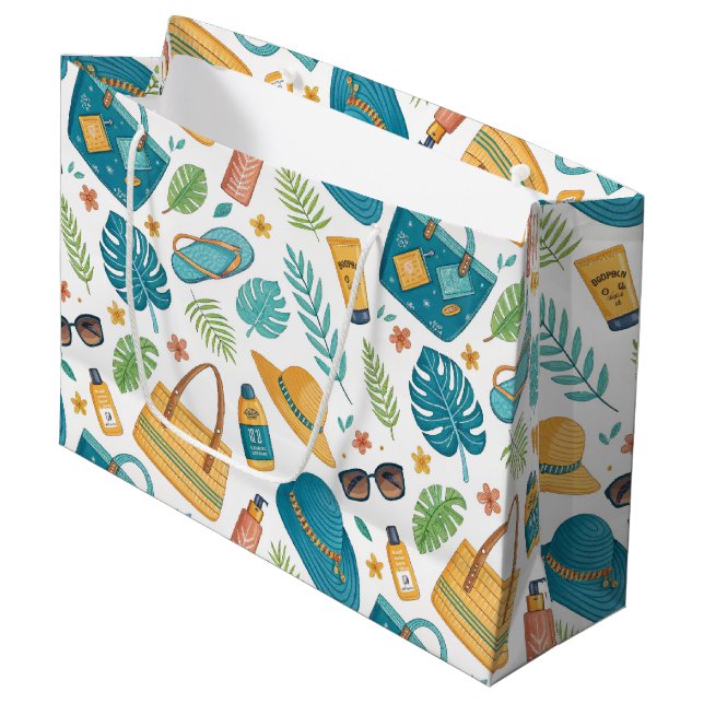 Grand Sac Cadeau Summer Beach Essentials Pattern (1) (Devant Angle)