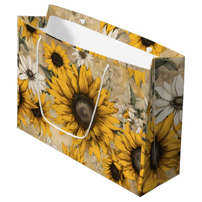 Grand Sac Cadeau Sunflower (Devant Angle)