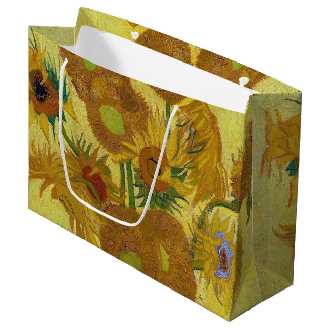 Grand Sac Cadeau Sunflowers, Vincent van Gogh (Devant Angle)