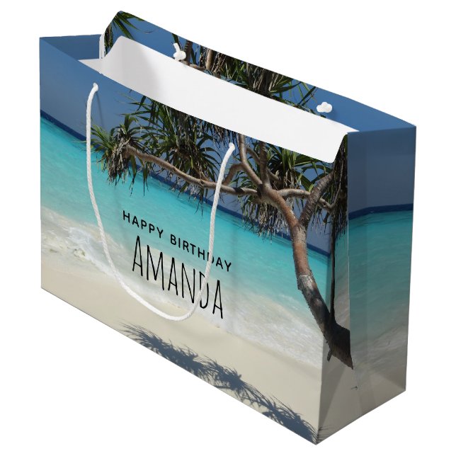 Grand Sac Cadeau Sunny Tropical Beach Ocean Paradise (Devant Angle)