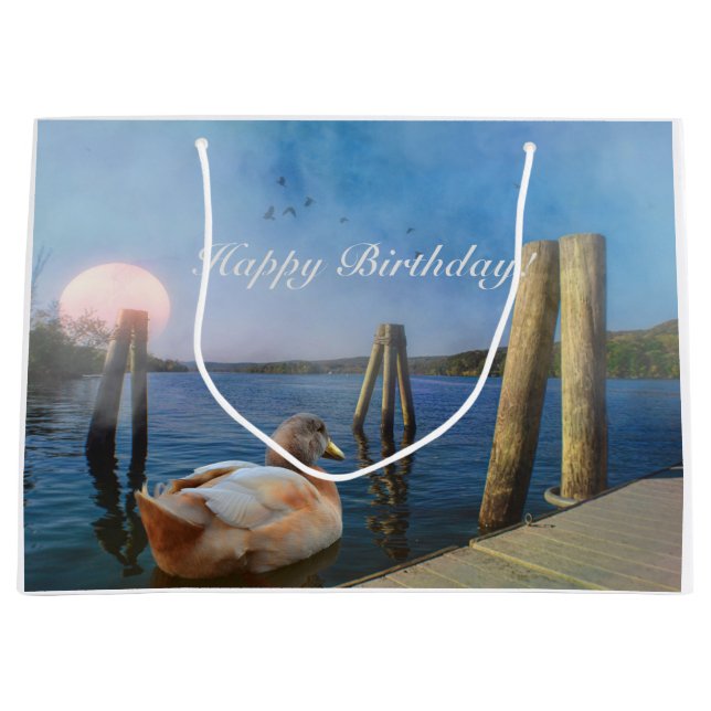 Grand Sac Cadeau Sunset Duck Joyeux anniversaire (Devant)