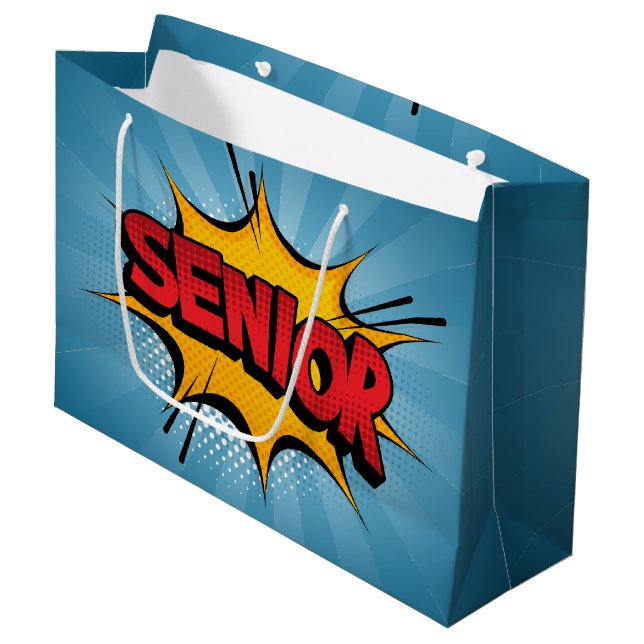 Grand Sac Cadeau Super Hero Senior (Devant Angle)