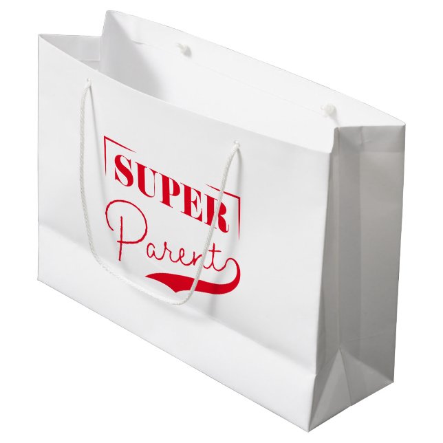 Grand Sac Cadeau Super parent (Devant Angle)