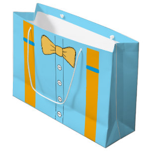 Grand Sac Cadeau Suspendants bleus et oranges et Cravate de cabot A