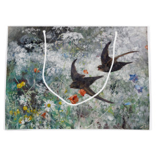 Grand Sac Cadeau Swallow and Flower Field, Bruno Liljefors