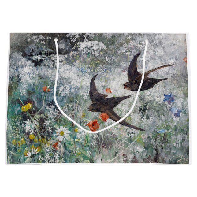 Grand Sac Cadeau Swallow and Flower Field, Bruno Liljefors (Devant)