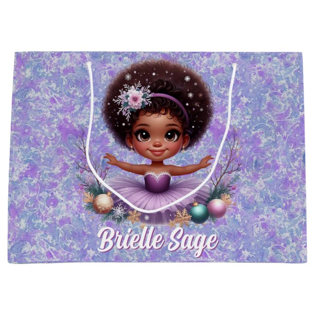 Grand Sac Cadeau Sweet Afro Puff Purple Ballerina Girl Holiday (Devant)
