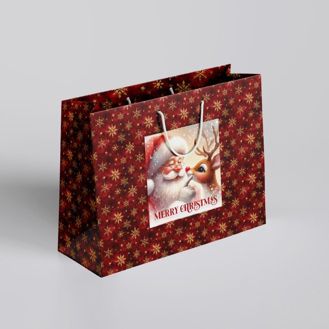 Grand Sac Cadeau Sweet Classic Santa Claus Red Nose Rudolph Gift  (Sweet Classic Santa Claus Red Nose Rudolph Gift Bag)
