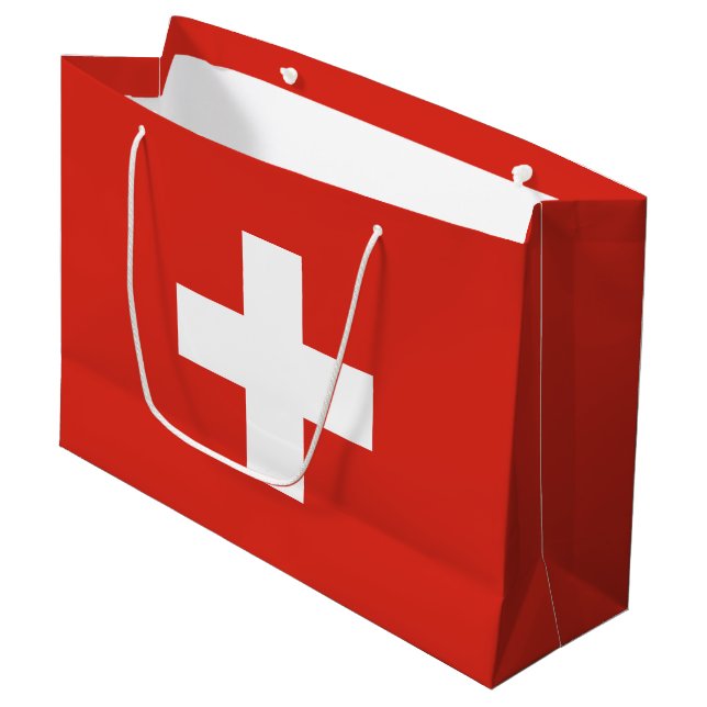Grand Sac Cadeau Switzerland Flag (Devant Angle)