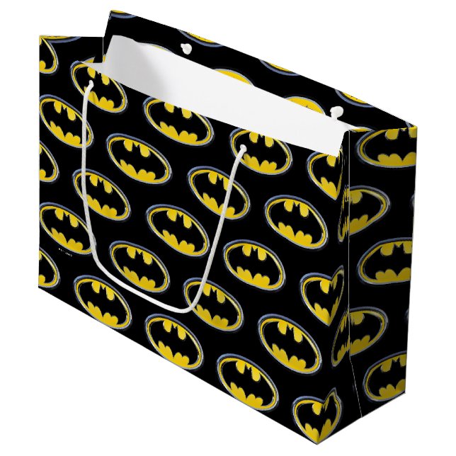 Grand Sac Cadeau Symbole Batman | Logo classique (Devant Angle)