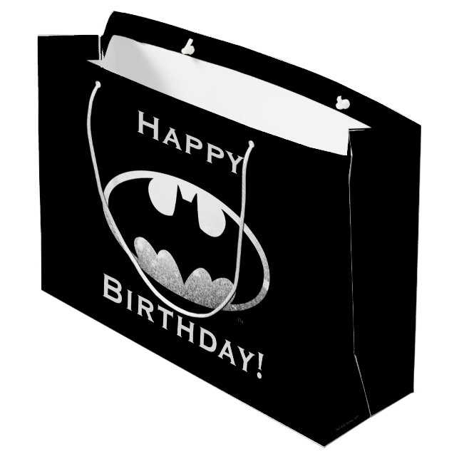 Grand Sac Cadeau Symbole Batman | Logo Grainé (Dos Angle)