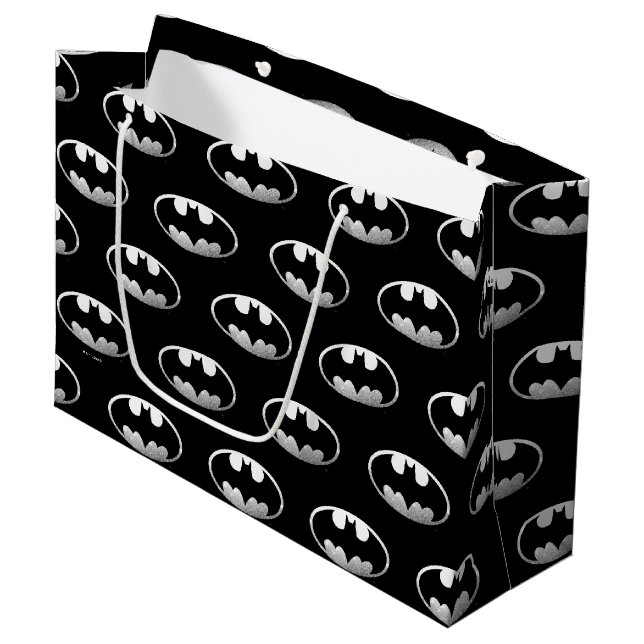 Grand Sac Cadeau Symbole Batman | Logo Grainy (Devant Angle)