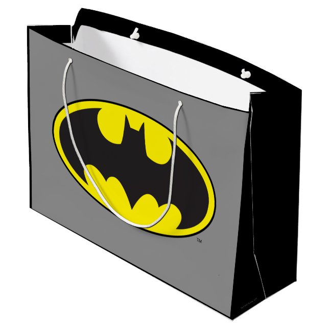 Grand Sac Cadeau Symbole Batman | Logo ovale Bat (Dos Angle)