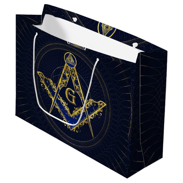 Grand Sac Cadeau Symbole de la franc-maçonnerie Carré et camionnett (Devant Angle)