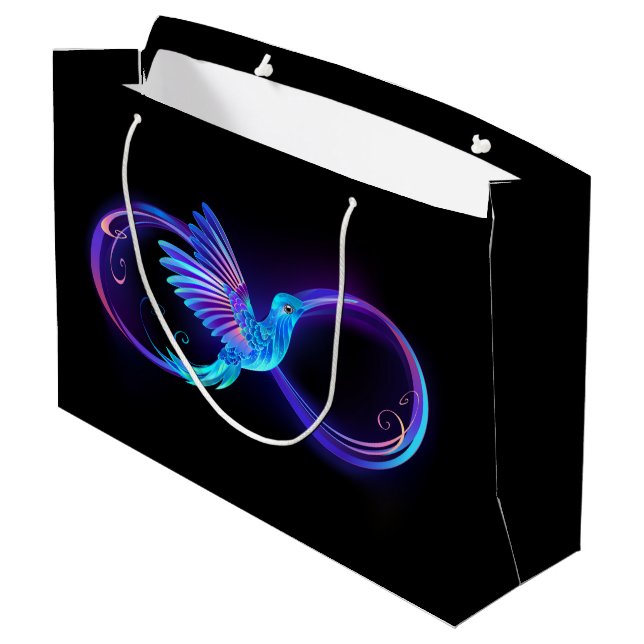 Grand Sac Cadeau Symbole de Neon Infinity par Glowing Hummingbird (Dos Angle)