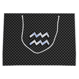 Grand Sac Cadeau Symbole Zodiaque Aquarius Décor en fibre de carbon